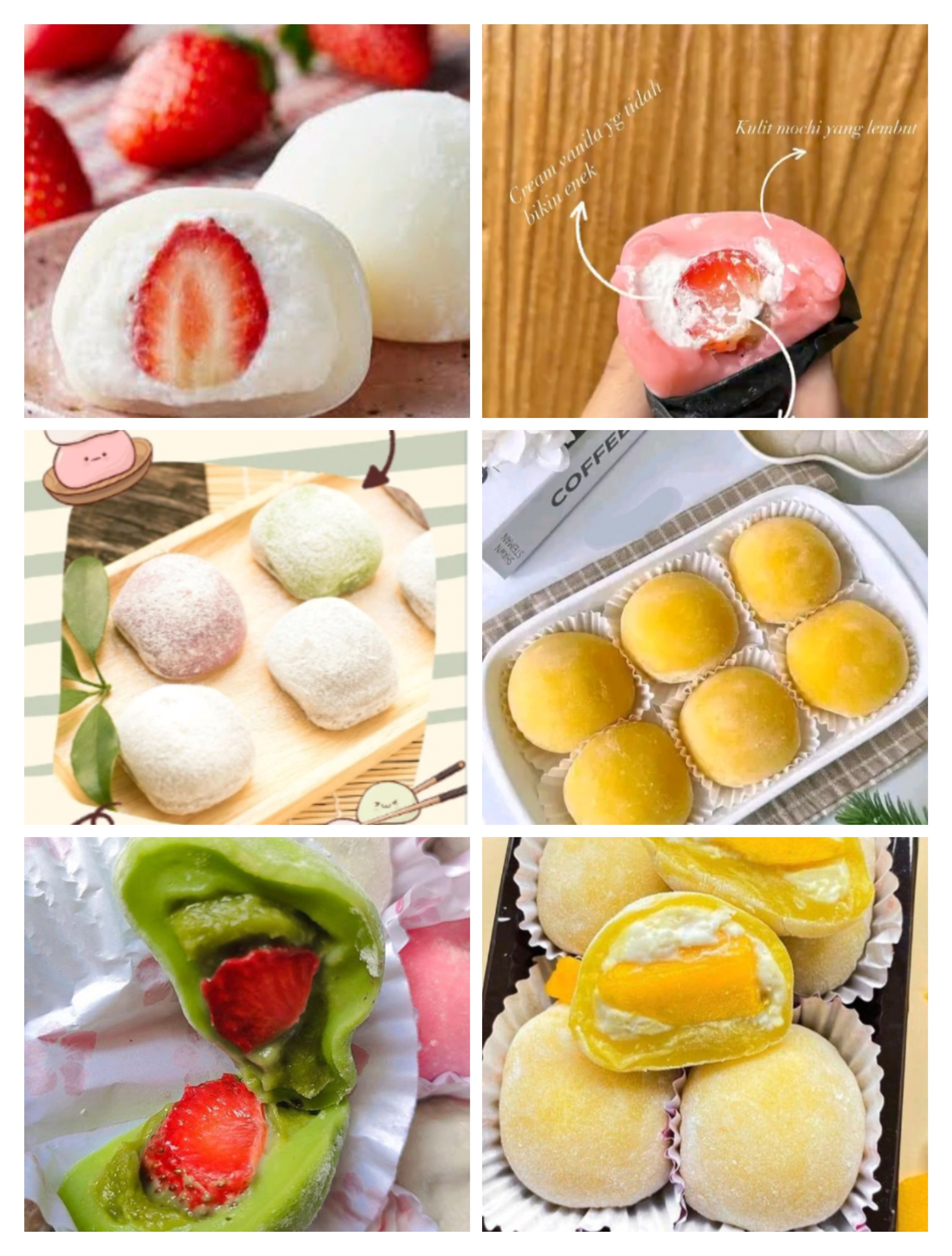 Moci stroberi,moci mangga ,mochi coklat ,Oreo dan macha
