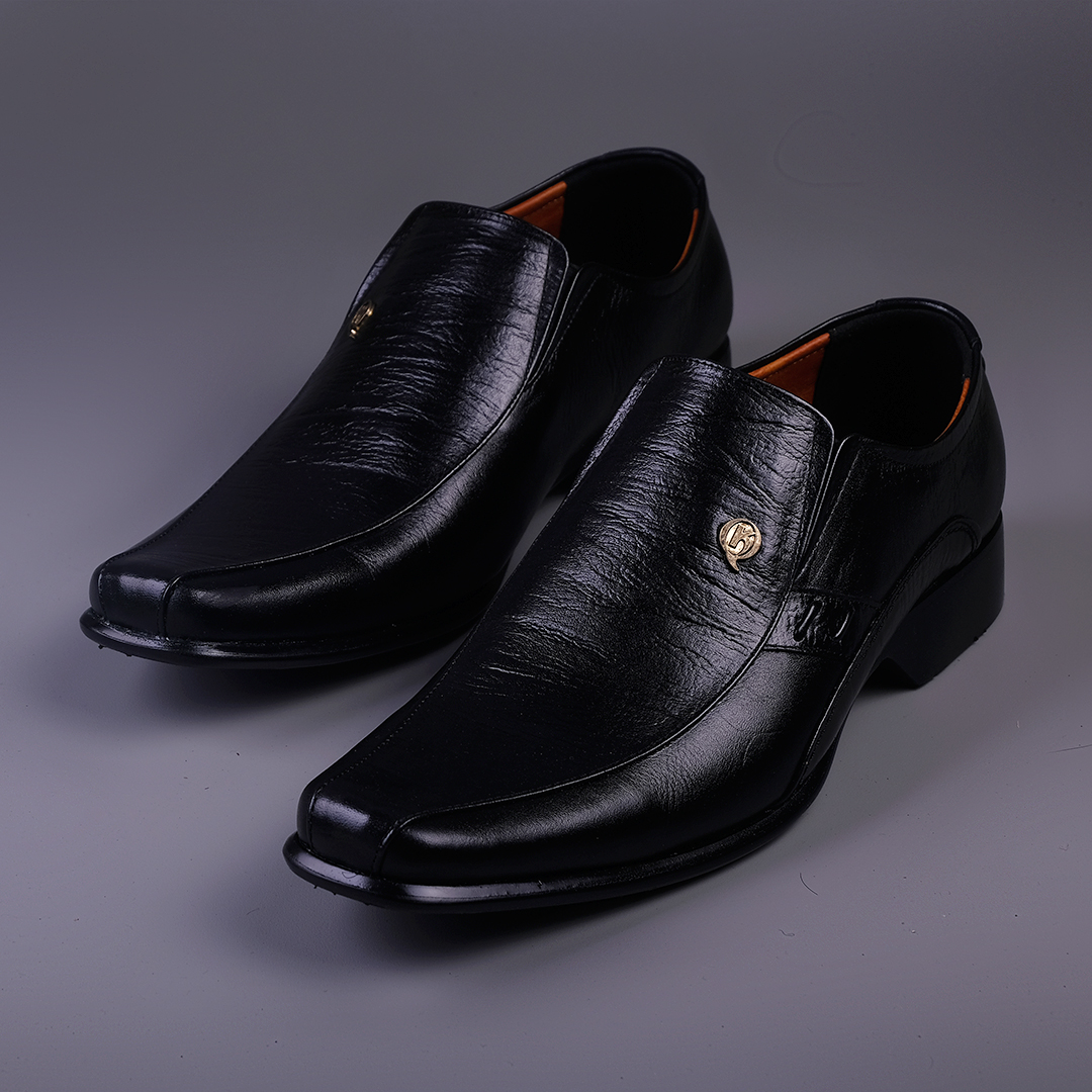 Sepatu Pantofel Pria KQ Indonesia K-3166 Kulit Asli - Hitam