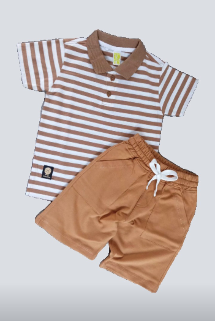 Kaos kerah stripe anak