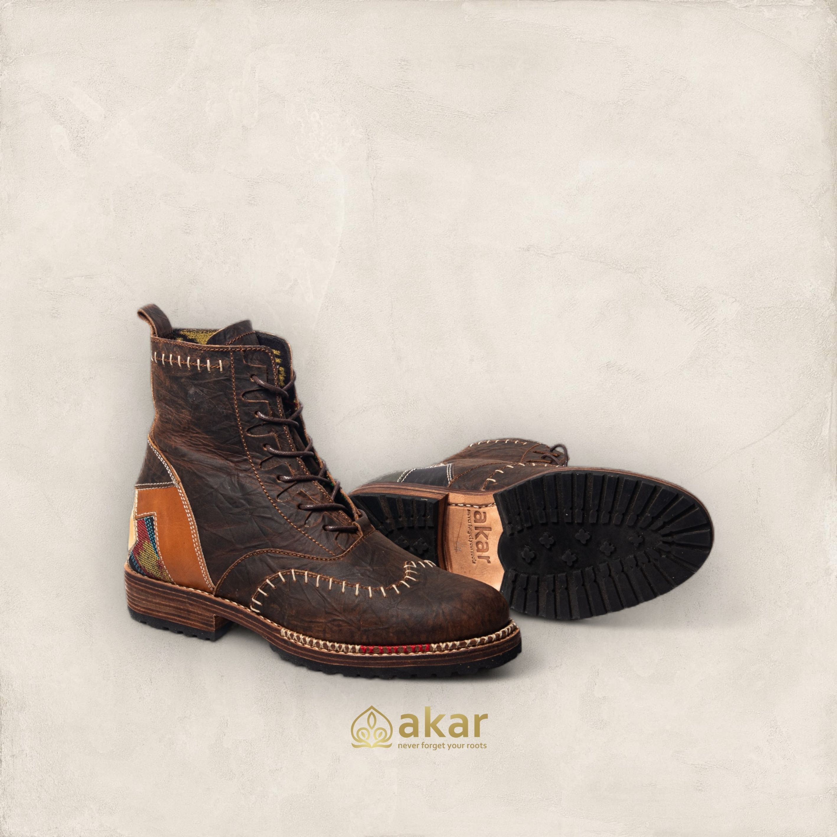 Sepatu Kulit Asli - Sisirangan Boots Brown by Akar NFYR