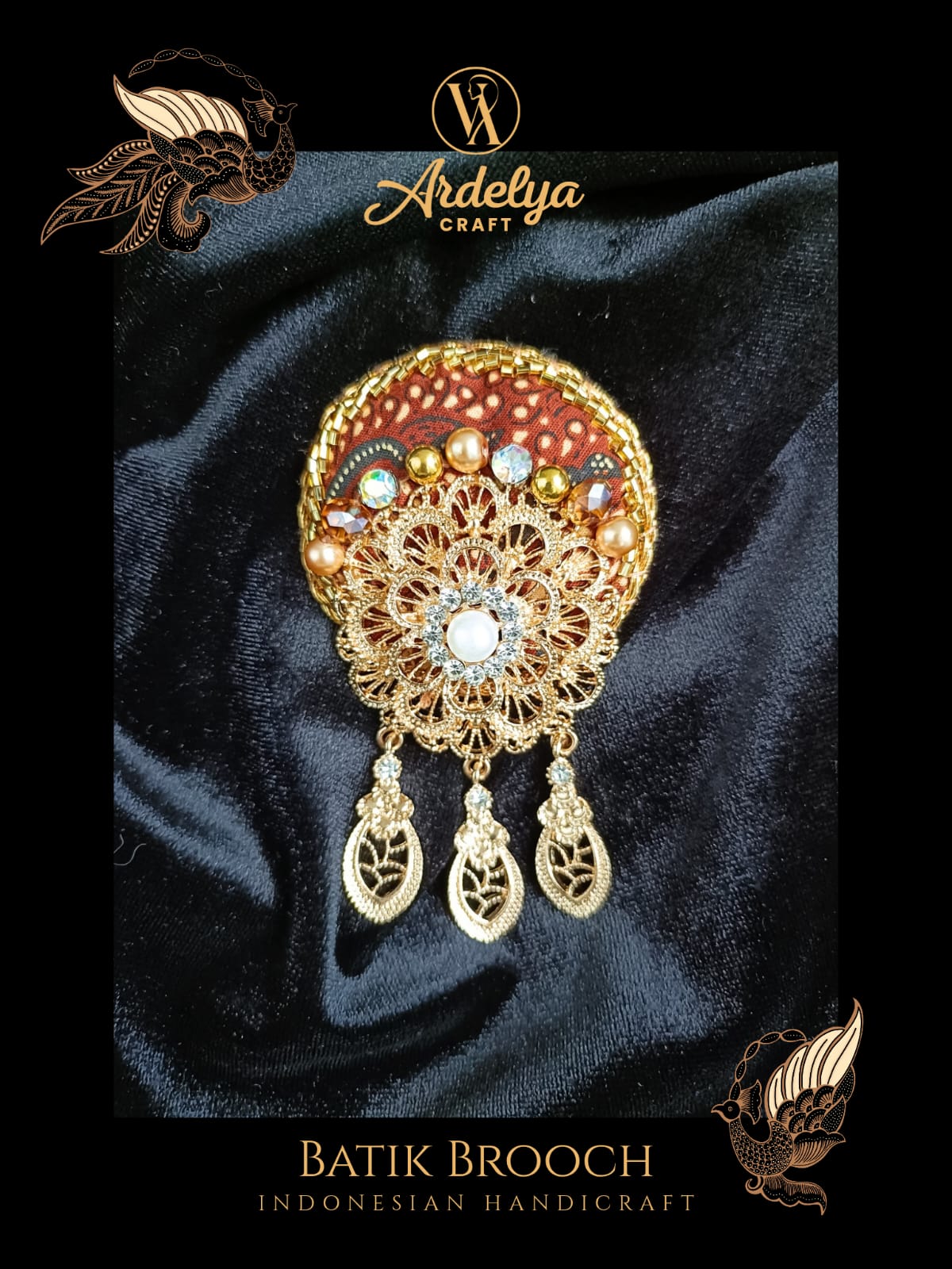 Batik Brooch Bunga & Daun